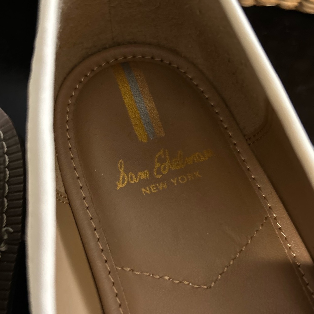Sam Edelman Laurs Platform Lug Sole loafers Cream / Gold hardware Size 11 - Picture 9 of 11